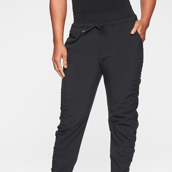 Athleta Attitude Pant Black Athletic Pull-on Tie Jogger Ruched Sides Dance 2 - Picture 11 of 11